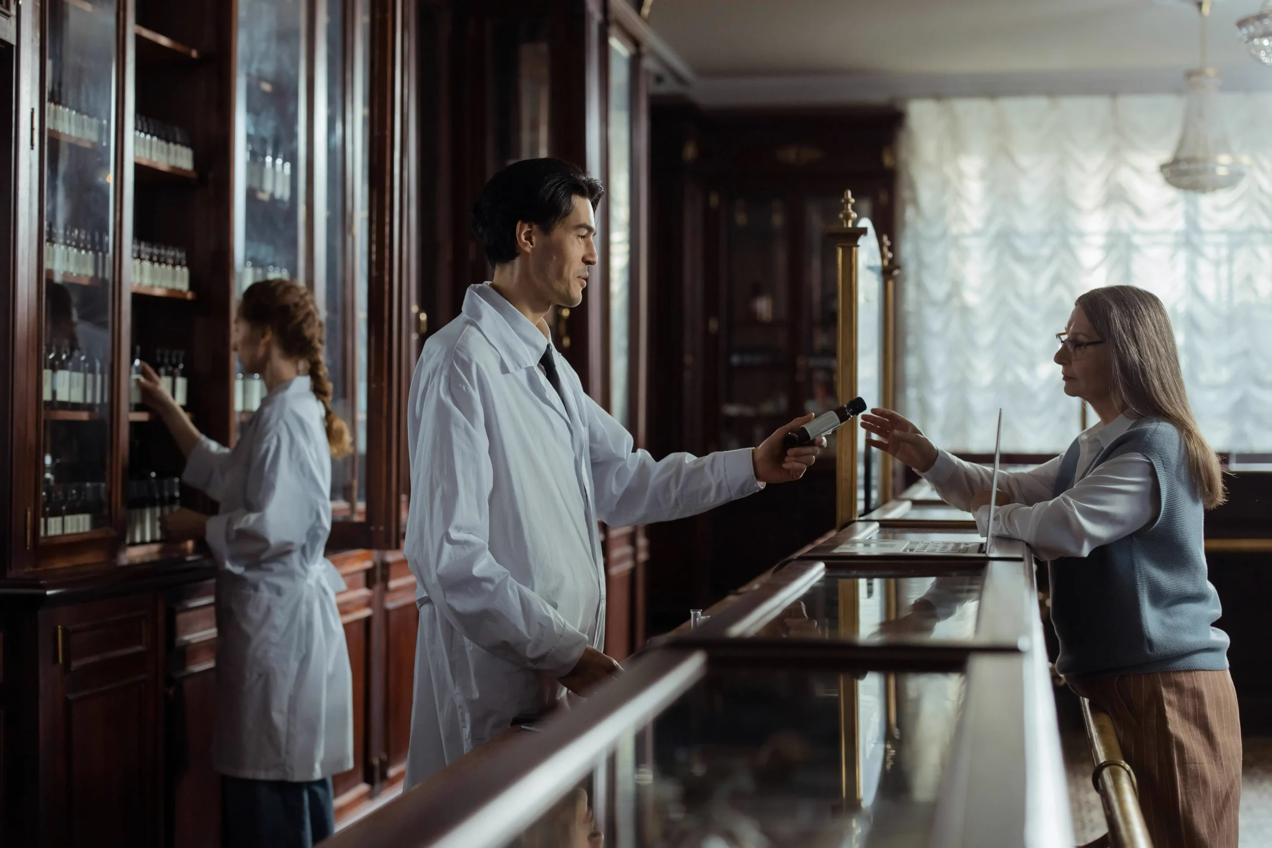 Healthcare professionals using secure technology systems.